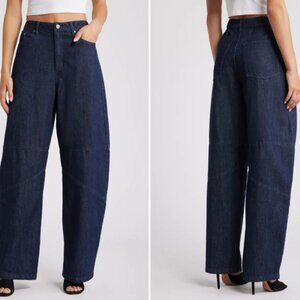 AFRM AJAX Barrel Jeans Womens 30 Blue Denim Wide Leg Dark Wash NWT NEW